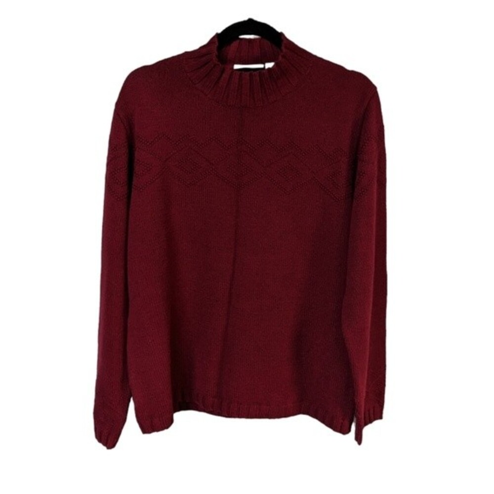 Liz Claiborne Casual Chic Cozy Red Fall Fashion Relaxed Fit Turtleneck Sweater